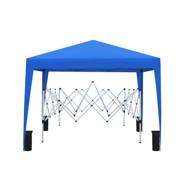 OLUMAT 10 ft. x 10 ft. Blue Pop Up Gazebo Canopy Tent Removable Sidewall with Zipper, 2-Pieces Sidewall with Windows