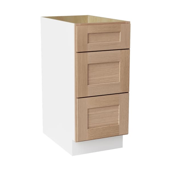 15 in. W x 24 in. D x 34.5 in. H Ready to Assemble Solid Wood Shaker Drawer Base Kitchen Cabinet in Oak