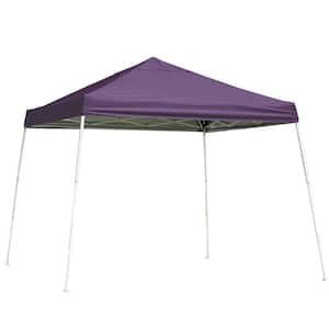 12 ft. W x 12 ft. D Slant-Leg Pop-Up Canopy in Purple with Rust-Resistant Steel Frame, Sealed Seams, and Open-Top Design