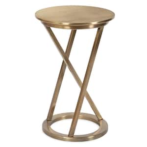 Aja 15 in. W. Gold Round Modern Metal End Table