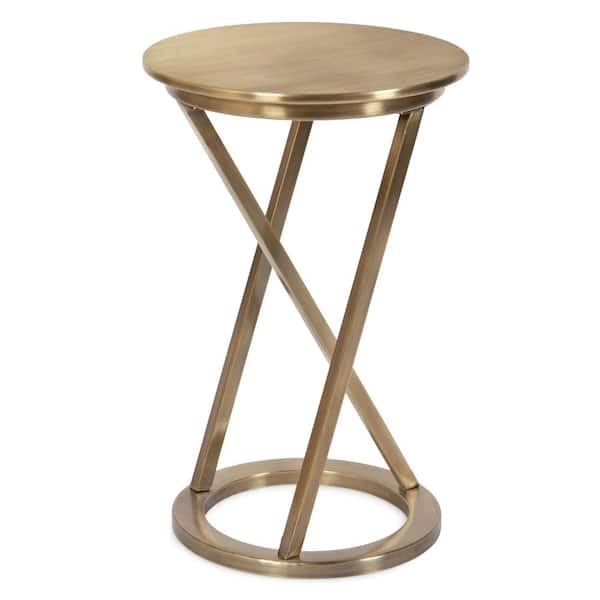 Kate and Laurel Aja 15 in. W. Gold Round Modern Metal End Table
