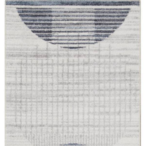 2 ft. x 12 ft. Blue And Ivory Geometric Washable Runner Rug