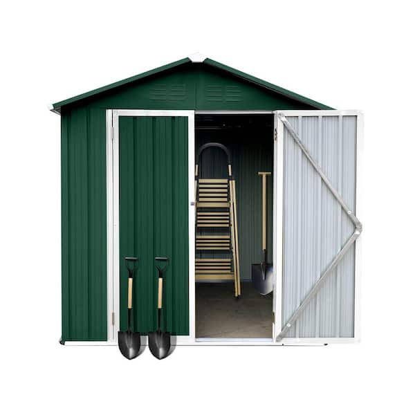 Unbranded 6 ft. W x 4 ft. D Hot Seller Outdoor Metal Shed Type with Apex Roof for Garden Workshop Coverage Area Green 24 sq. ft.