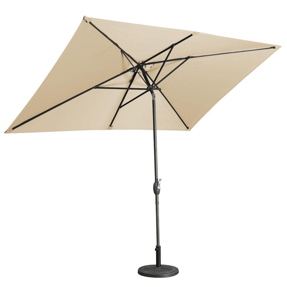 CASAINC 10 ft. Aluminum Rectanglar Market Patio Umbrella in Brown WF-SM ...