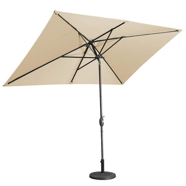 CASAINC 10 ft. Aluminum Rectanglar Market Patio Umbrella in Brown