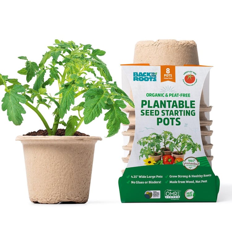 Back to the Roots Organic and Plantable Seed Starting Pots (8-Pack)