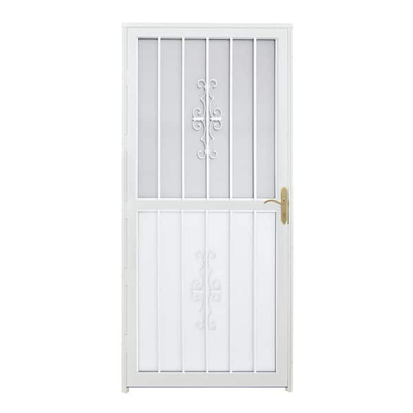 Grisham 36 in. x 80 in. 301 Series White Prehung Guardian Steel Security Door