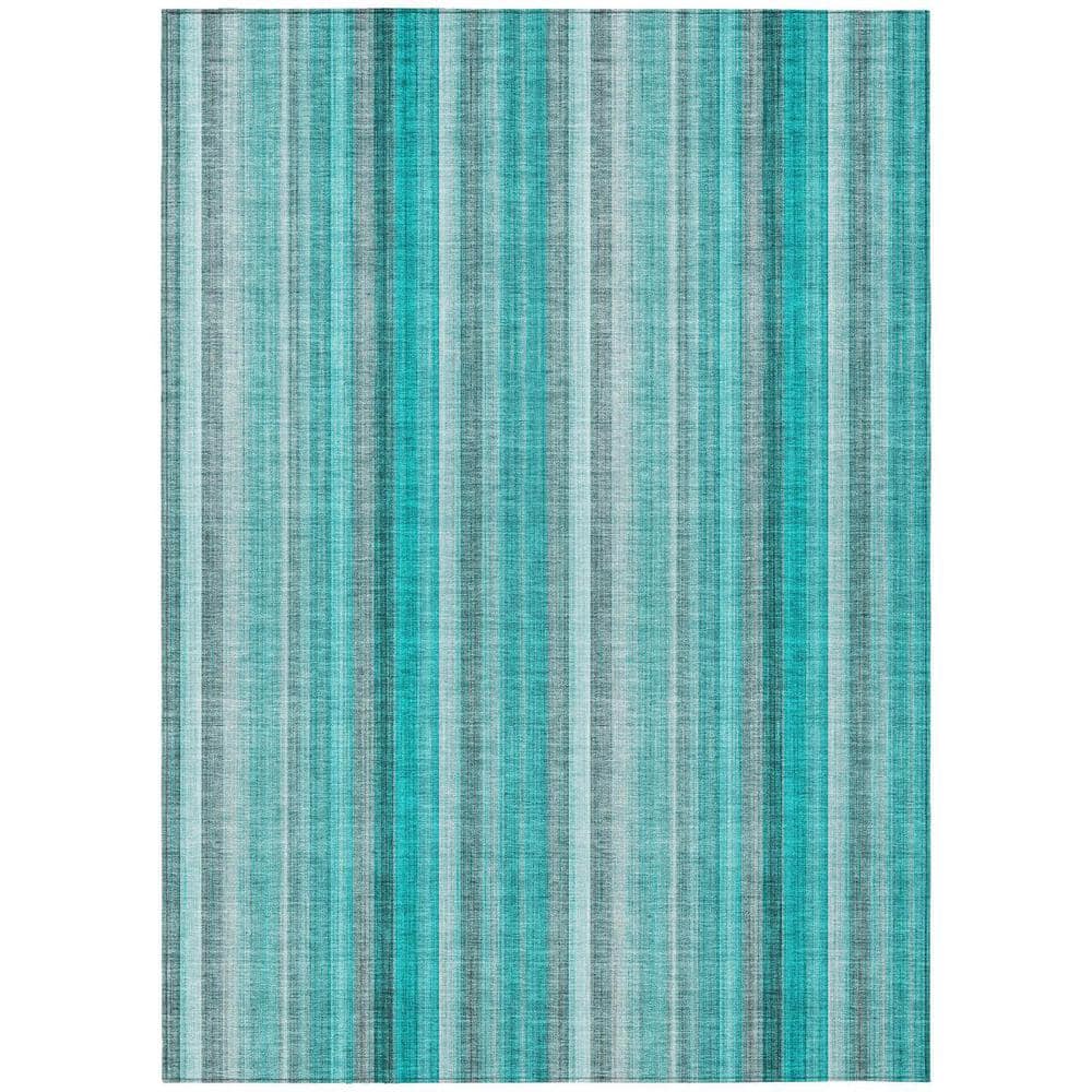 Teal and Gray 5 ft. x 8 ft. Woven Striped Rectangle Indoor/Outdoor Area Rug price history on PriceWatchPro