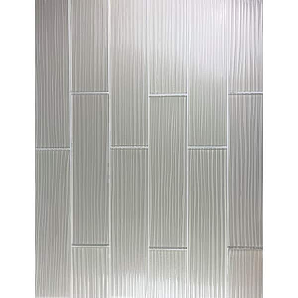 ABOLOS Italian Design Glossy Tan Large Format Subway 3 in. x 3 in.Textured Glass Wall Tile Sample