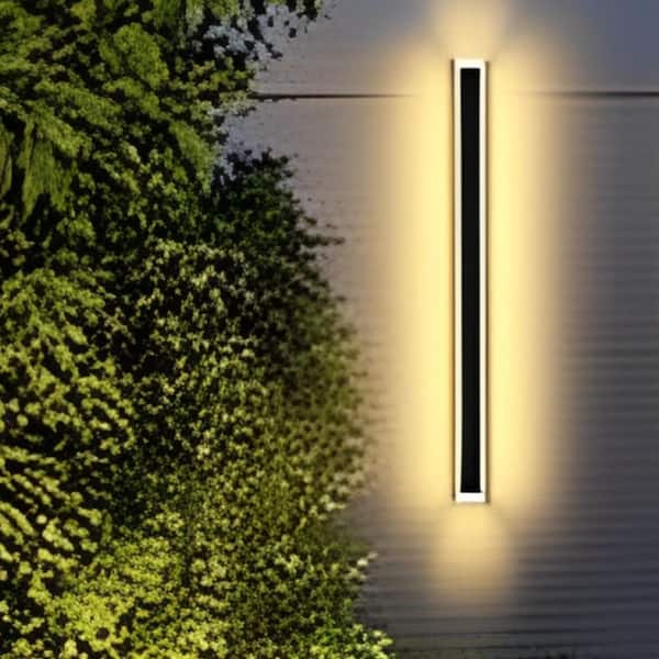 YANSUN 1-Light Black Modern LED Outdoor Wall Lantern Sconce, Waterproof Porch Light for Garden and Patio