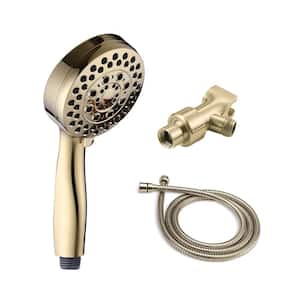 5-Spray Patterns with 3.78 in. Wall Mount Handheld Shower Head in Brush Gold