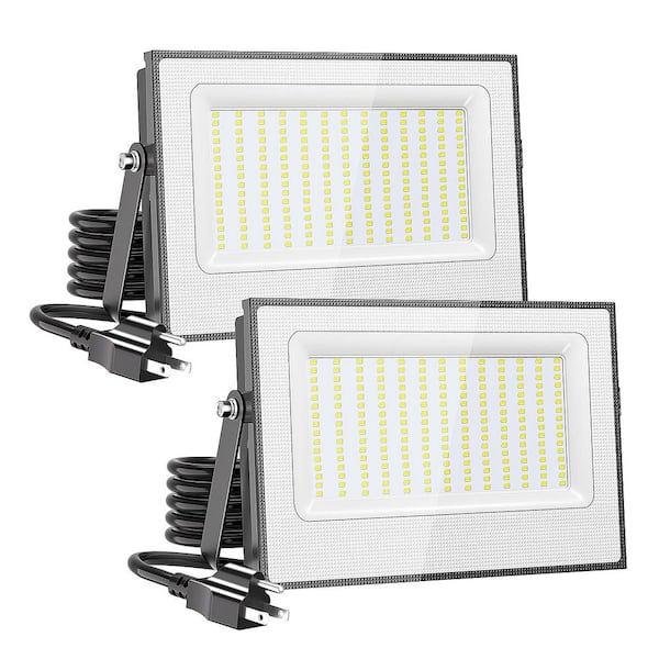 80W Daylight White LED Flood Light Fixture 8000 Lumens IP66 Waterproof Outdoor Security Yard Lighting, 2-Pack
