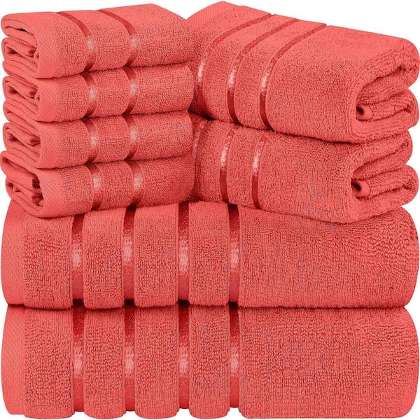 Unbranded 8-Piece Coral Luxury Cotton Towel Set