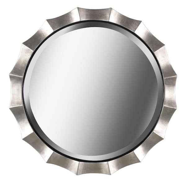 Kenroy Home Medium Round Silver Hooks Contemporary Mirror (34 in. H x 34 in. W)