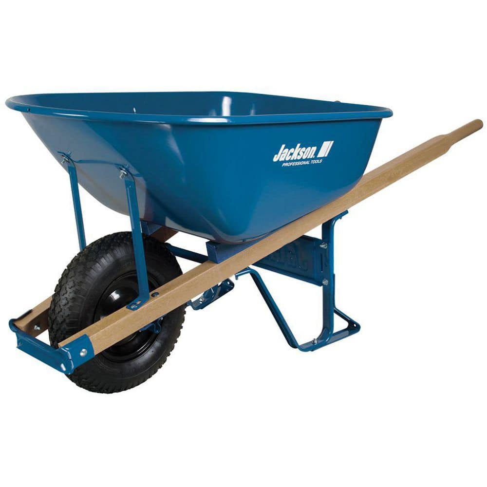 Jackson 6 cu. ft. Heavy-Duty Steel Wheelbarrow with Tubed Knobby Tire and Powder Metal Bearings M6KBUT12