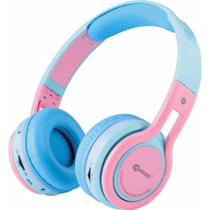 KB2600 Kid Safe 85db Foldable Wireless Bluetooth Headphone Built-in Microphone, Micro SD Music Player (Pink w/ Blue)