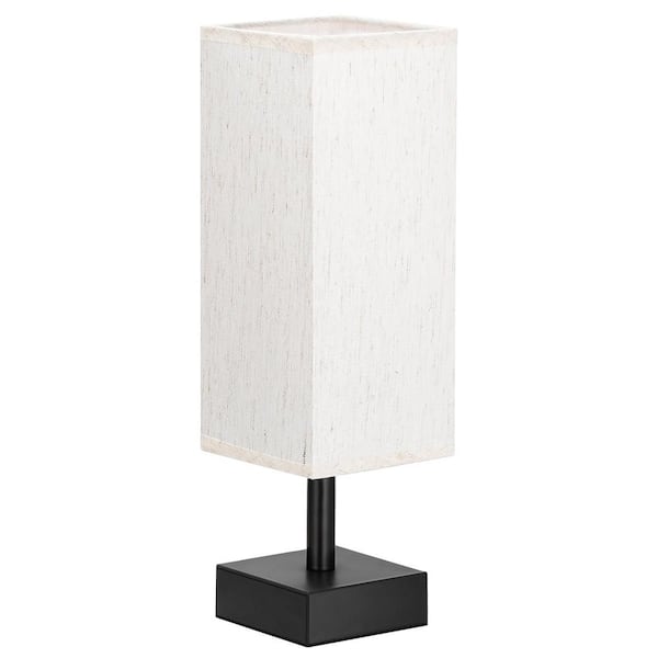 EKIEUDL 13.2 in. Cream Black Desk Lamp with Square and Fabric Shade Desk Reading Lamp for Bedroom