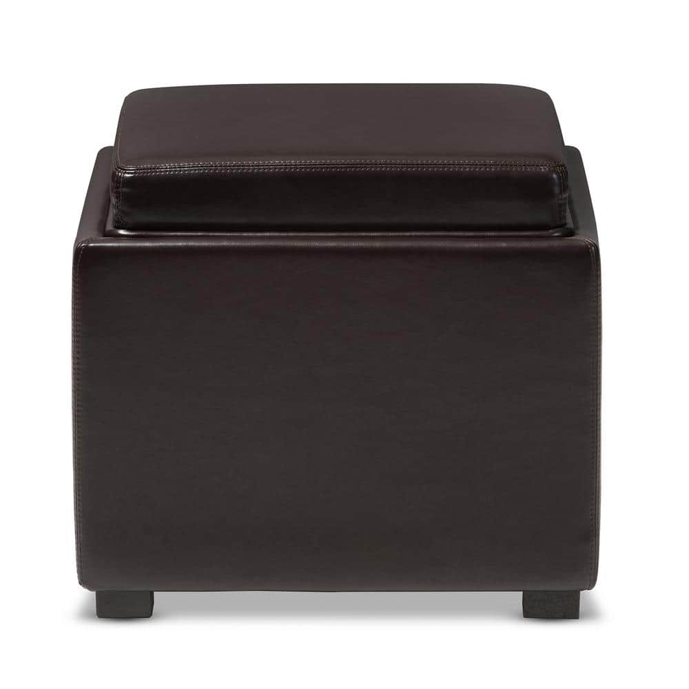 Baxton Studio Tate Contemporary Dark Brown Leather Upholstered