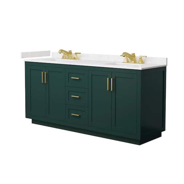 Miranda 72 in. Double Freestanding Green Bath Vanity with Carrara Cultured Marble Top Assembled