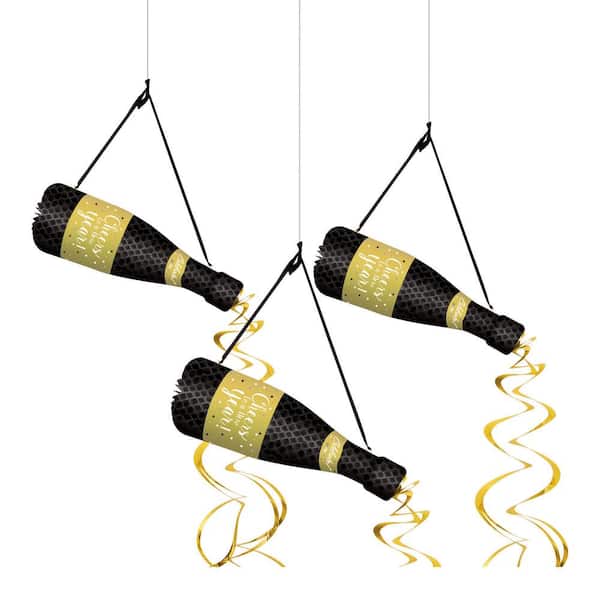 Amscan New Year's 25.25 in. Bottle Hanging Decoration (3-Count, 2-Pack)