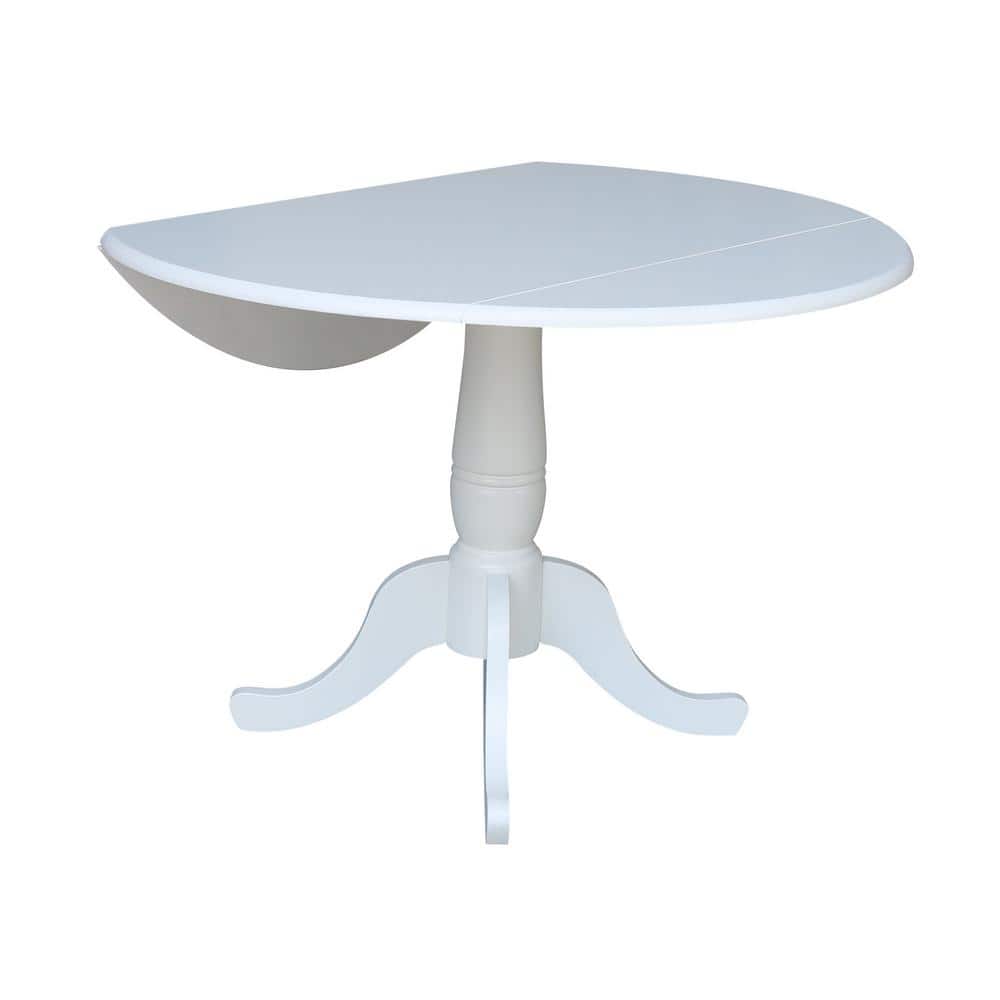 White Round Extendable Solid Wood Dining Table