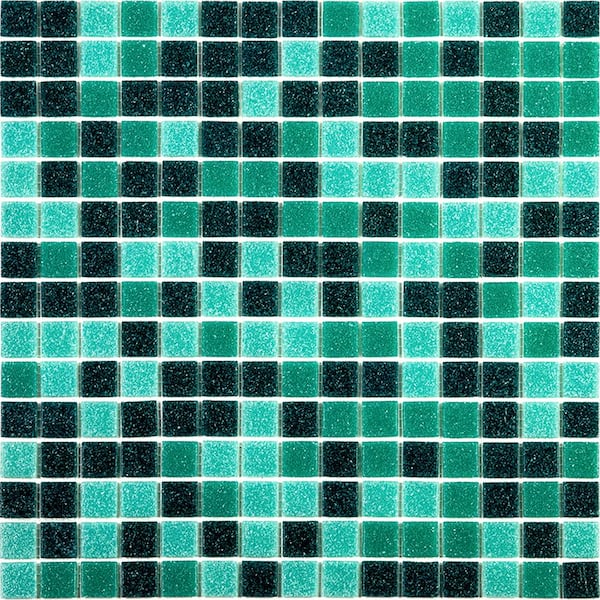 Apollo Tile Mingles 12 in. x 12 in. Glossy Persian Green Glass Mosaic Wall and Floor Tile (20 sq. ft./case) (20-pack)
