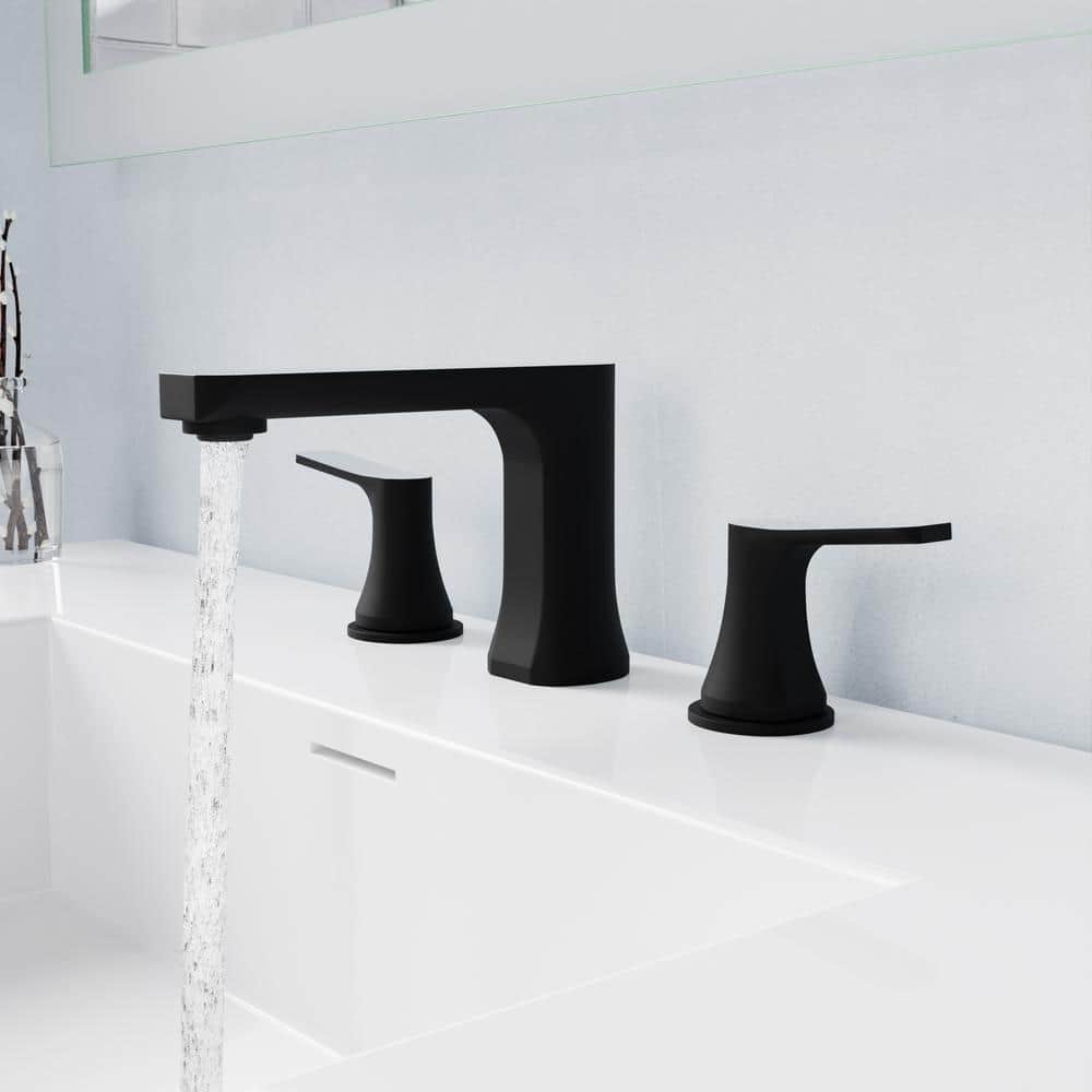 Matte Black and Chrome 2-Handle Widespread Bathroom Faucet