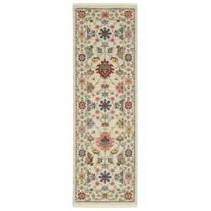 Lavista Ivory/Multi-Colored 2 ft. x 6 ft. Oriental Persian Wool/Nylon Blend Indoor Runner Area Rug