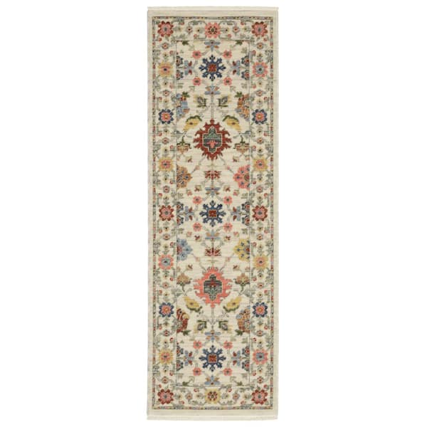 Lavista Ivory/Multi-Colored 2 ft. x 6 ft. Oriental Persian Wool/Nylon Blend Indoor Runner Area Rug