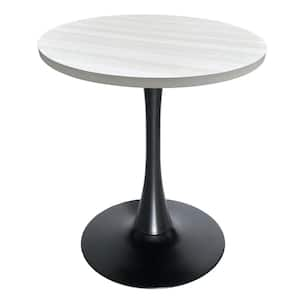 Bristol 27 in. Round Dining Table with MDF Wood Tabletop in Black Iron Pedestal Base 4-Seater, (Light Natural)