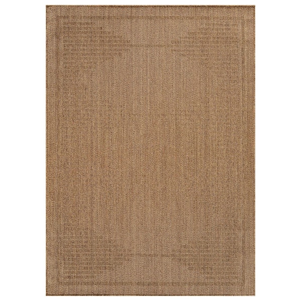 Geometric Natural/Jute Easy-Care Indoor/Outdoor Flat Woven 6 ft. 6 in. x 9 ft. Natural Area Rug