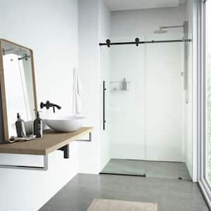 Elan E-Class 52 to 56 in. W x 76 in. H Frameless Sliding Shower Door in Matte Black with 3/8 in. (10 mm) Clear Glass