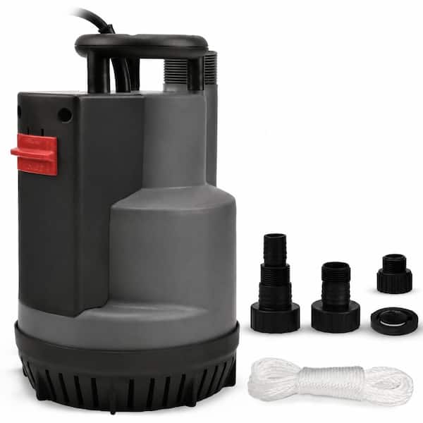 1/2 HP 2500 GPH Submersible Sump Pump with Auto and Manual Operation, 26 ft Lift, Check Valve Adapter