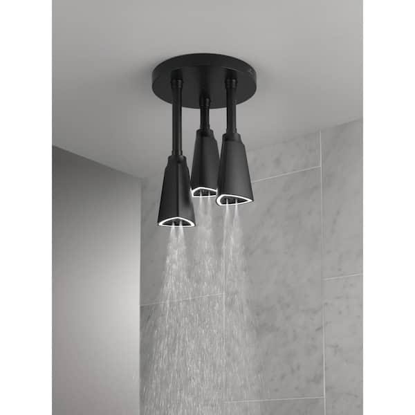 Contemporary 1-Spray Patterns 2.5 GPM 9 in. Ceiling Mount Fixed Shower Head with H2Okinetic in Matte Black