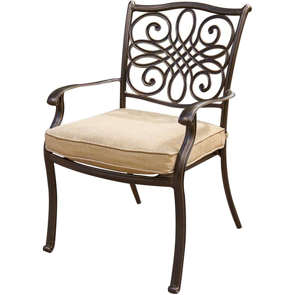 Hanover Traditions 9-Piece Tan Cushioned Aluminum Outdoor Dining Set with Umbrella