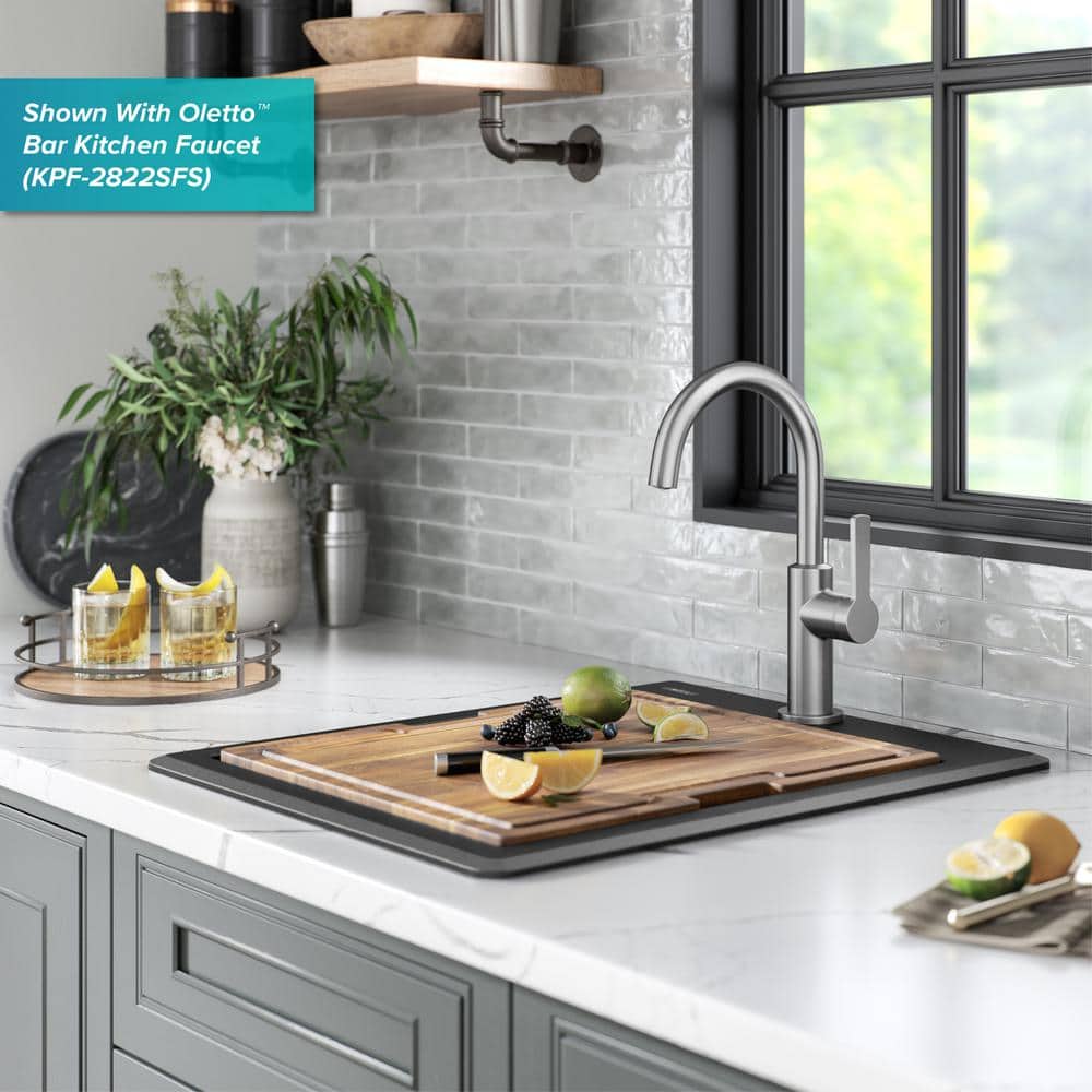 Bellucci Metallic Black Granite Composite Single Bowl Kitchen Sink