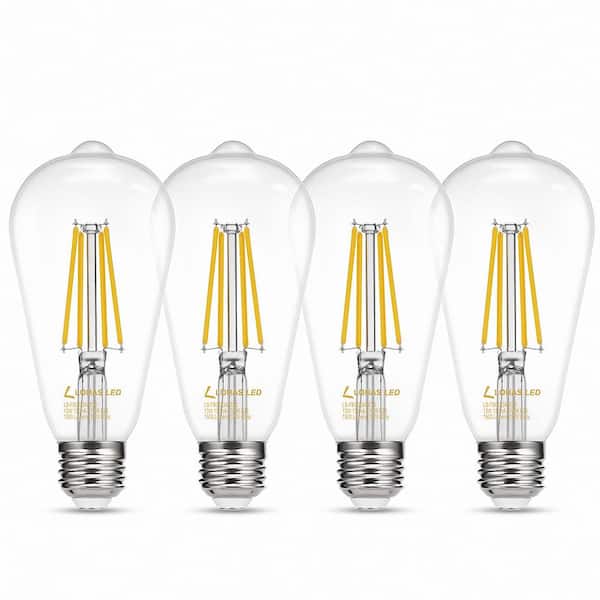 YANSUN 150-Watt Equivalent ST64 Dimmable LED Edison Light Bulb in Warm White (4-Pack)