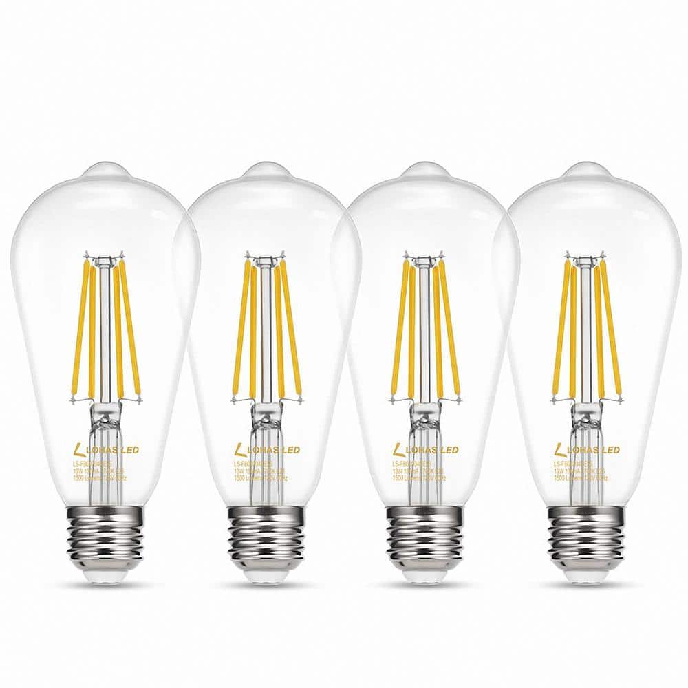150-Watt Equivalent ST64 Dimmable LED Edison Light Bulb in Warm White (4-Pack) H-FB02004W10E26C-4 The Home Depot