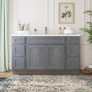 54 in. W x 21 in. D x 32.5 in. H Bath Vanity Cabinet without Top in Silver