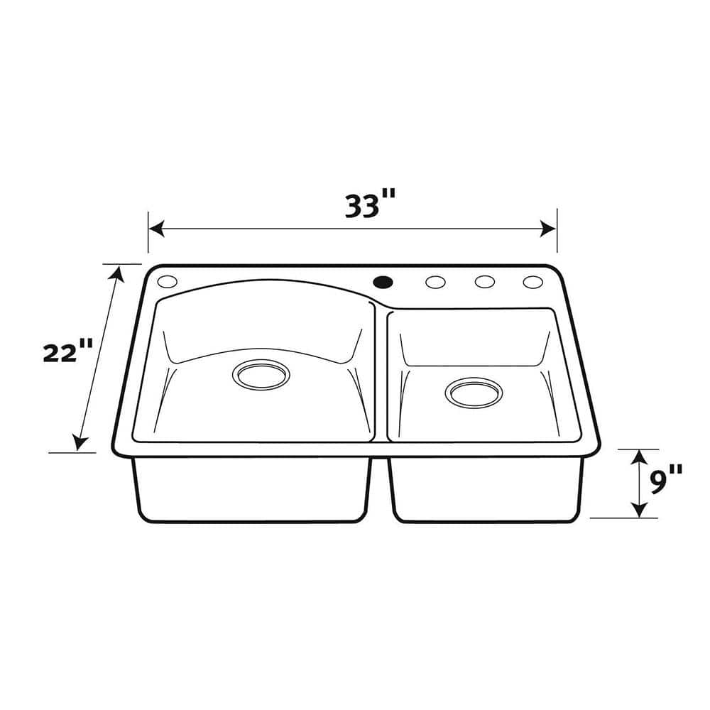 Nero Granite Composite 33'' Double Bowl Drop-In Kitchen Sink