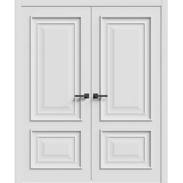 7822 56 in. x 80 in. Sold Core White Enamel Color Wood Interior Door Kit with Quick Assemble Jamb