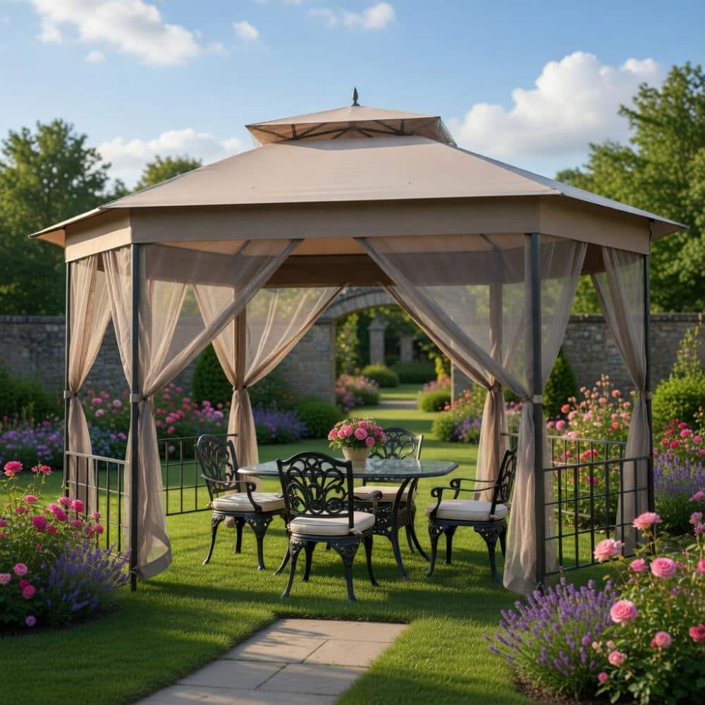 10X12Ft Octagonal Dual-Tier Gazebo With Waterproof Canopy And Zippered Walls price history on PriceWatchPro