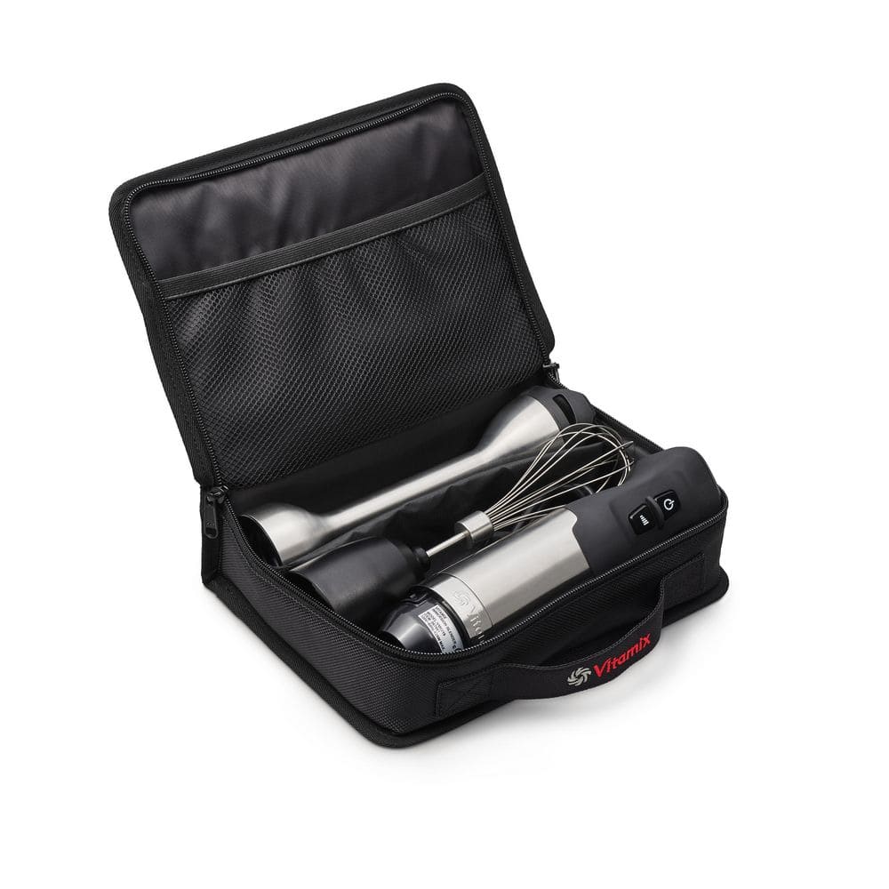 Silver Stainless Steel Immersion Blender with Whisk and Storage Case