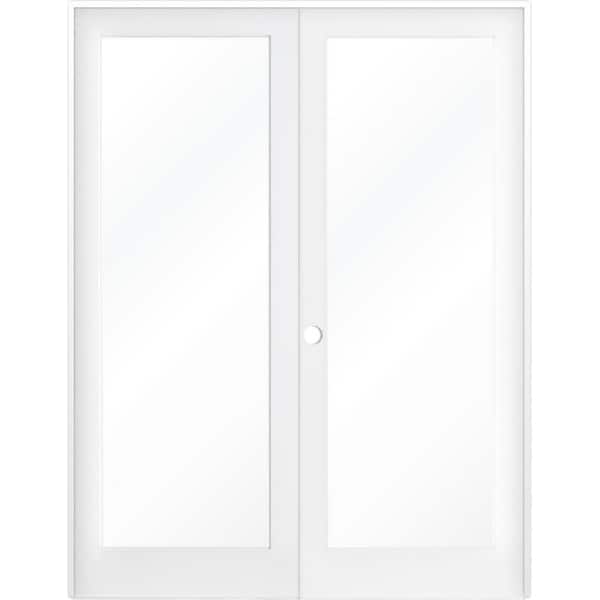 Krosswood Doors 48 in. x 80 in. Craftsman Shaker 1-Lite Clear Glass Right Handed MDF Solid Core Double Prehung French Door
