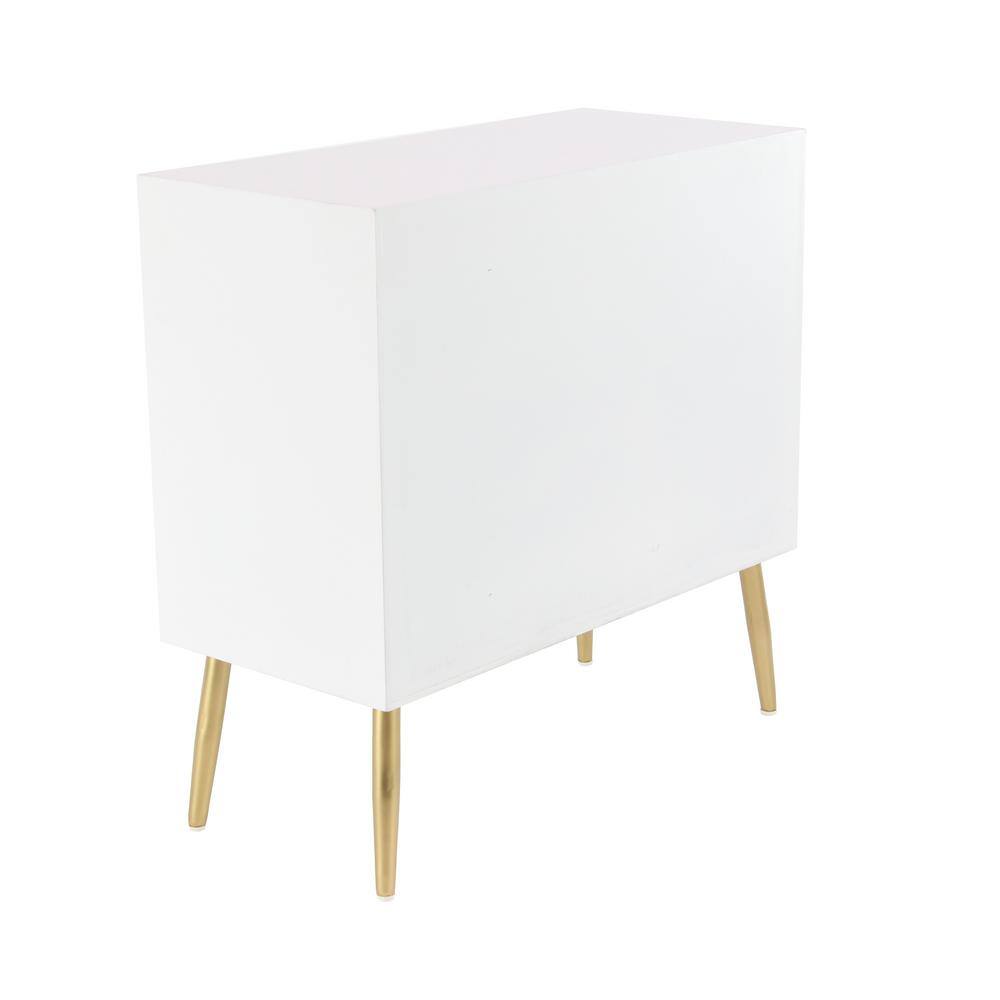 Modern White Wood and Metal 3-Drawer Storage Cabinet
