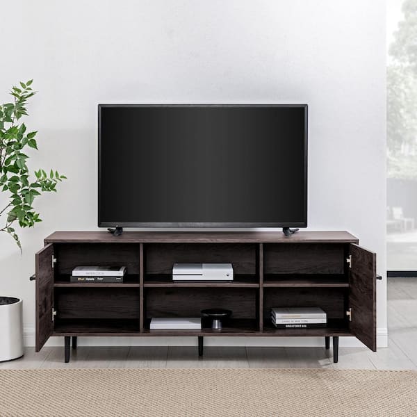 60 in. Modern Sable Grey Wood TV Stand with 2 Doors (Max TV Size 65 in.)