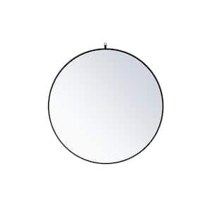 Medium Round Black Modern Mirror (39 in. H x 39 in. W)