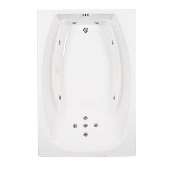 Comfortflo 72 in. x 48 in. Acrylic Rectangular Alcove Whirlpool Bathtub with Reversible Drain in Bone