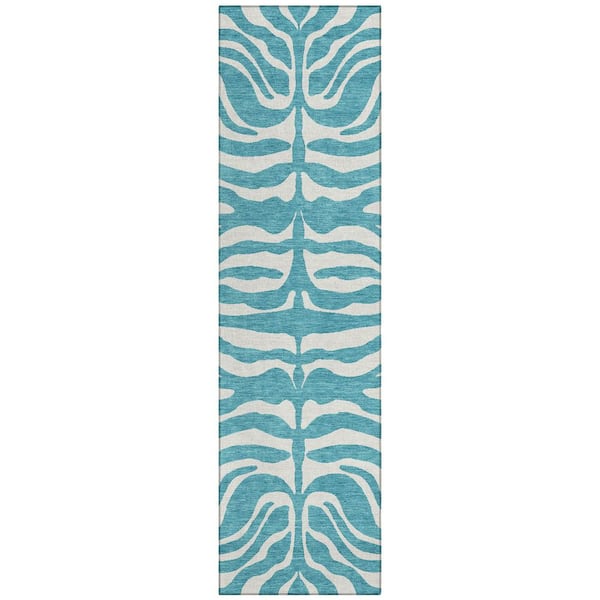Addison Rugs Chantille Machine Washable Indoor/Outdoor Abstract ACN1042 Teal 2 ft. 3 in. x 7 ft. 6 in. Area Rug