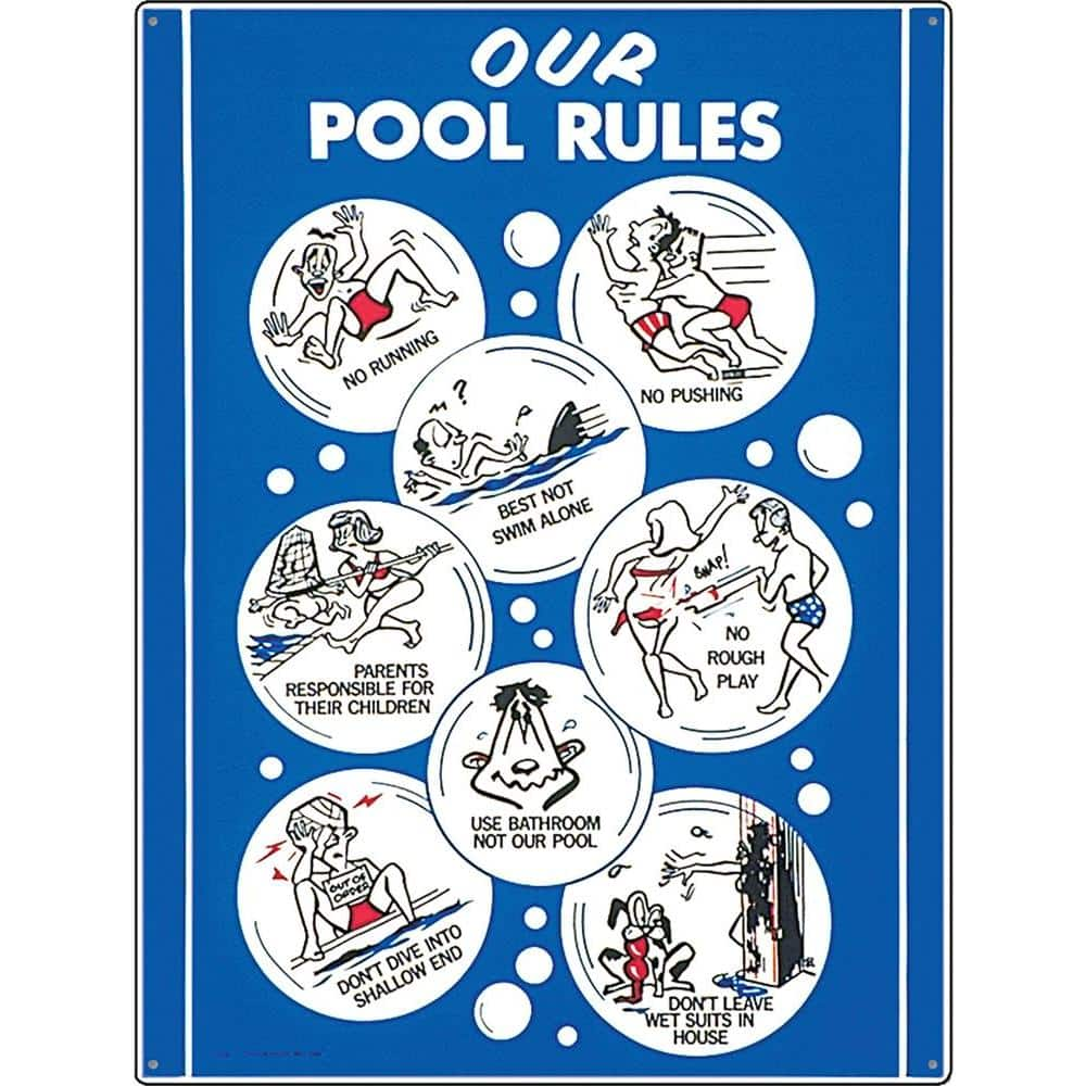 Poolmaster Our Pool Rules Swimming Pool Sign, Adult Animation